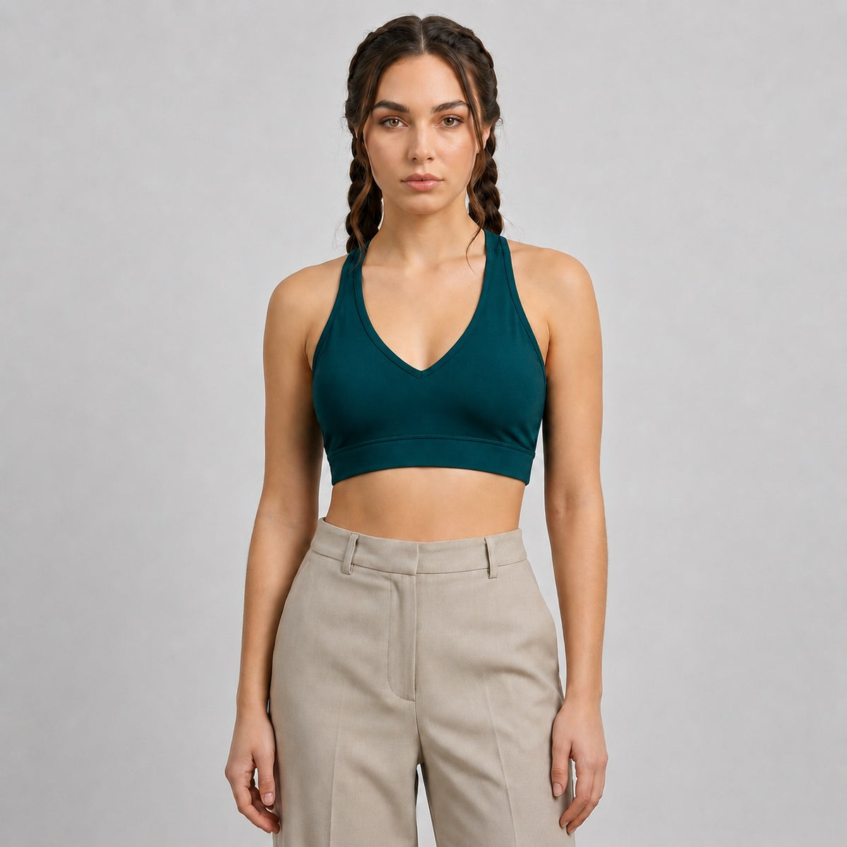 GVV Women's Deep V Neck Bra - Deep Teal