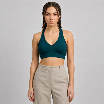 GVV Women's Deep V Neck Bra - Deep Teal