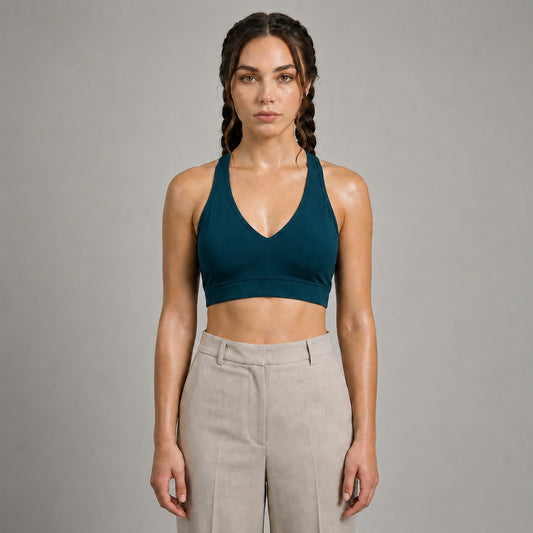 GVV Women's Deep V Neck Bra - Deep Teal