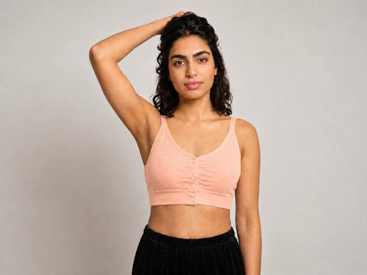 GVV Women's Strap Button Bra - Dusty Rose Pink