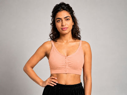 GVV Women's Strap Button Bra - Dusty Rose Pink