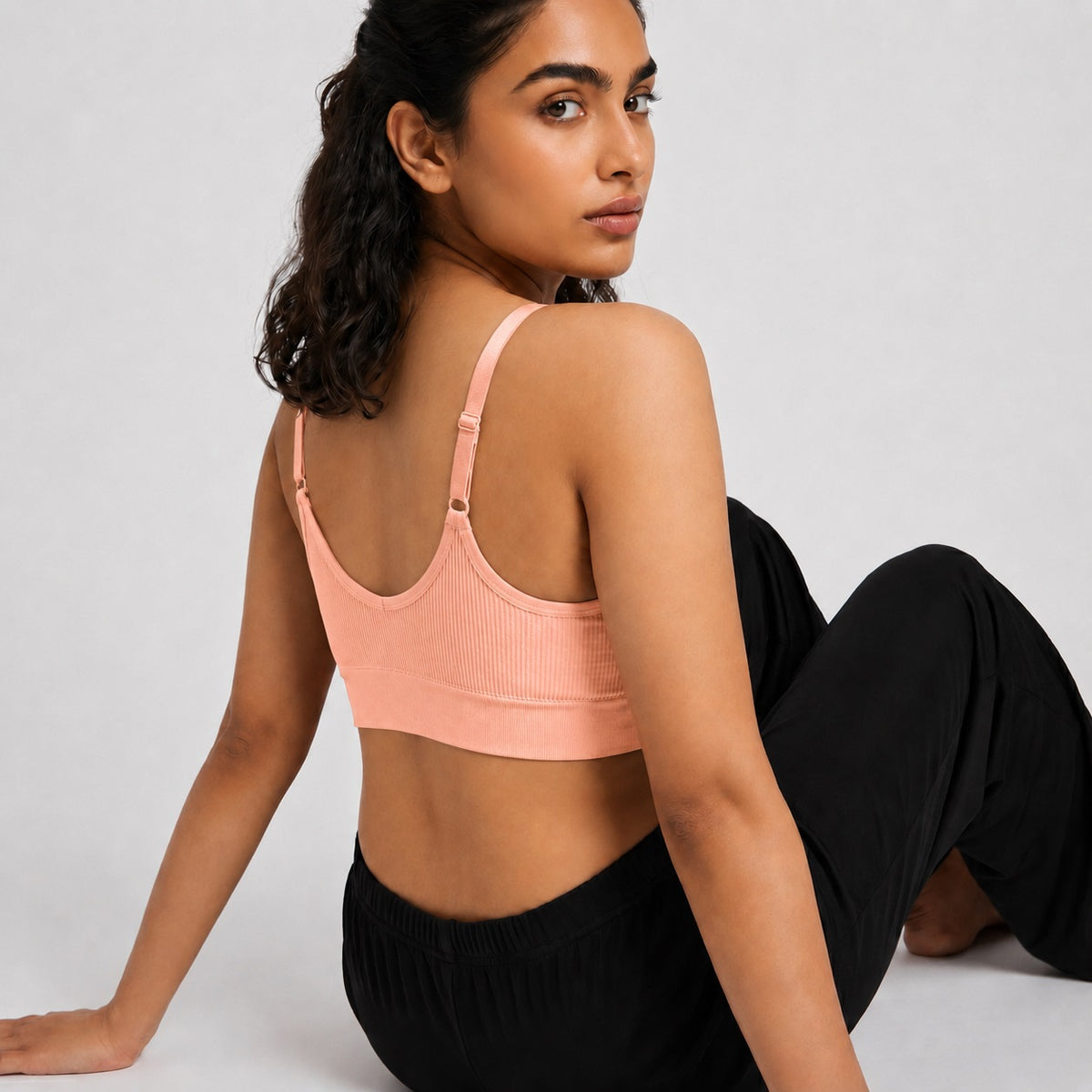 GVV Women's Strap Button Bra - Dusty Rose Pink