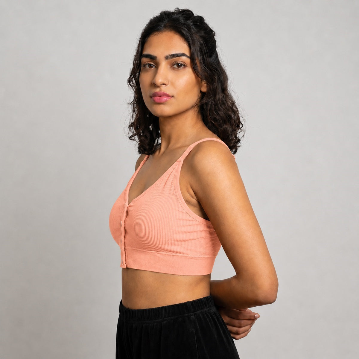 GVV Women's Strap Button Bra - Dusty Rose Pink