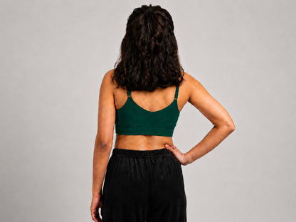 GVV Women's Strap Button Bra - Emerald Green