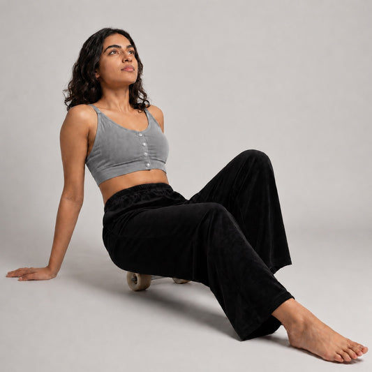 GVV Women's Strap Button Bra - Light Grey