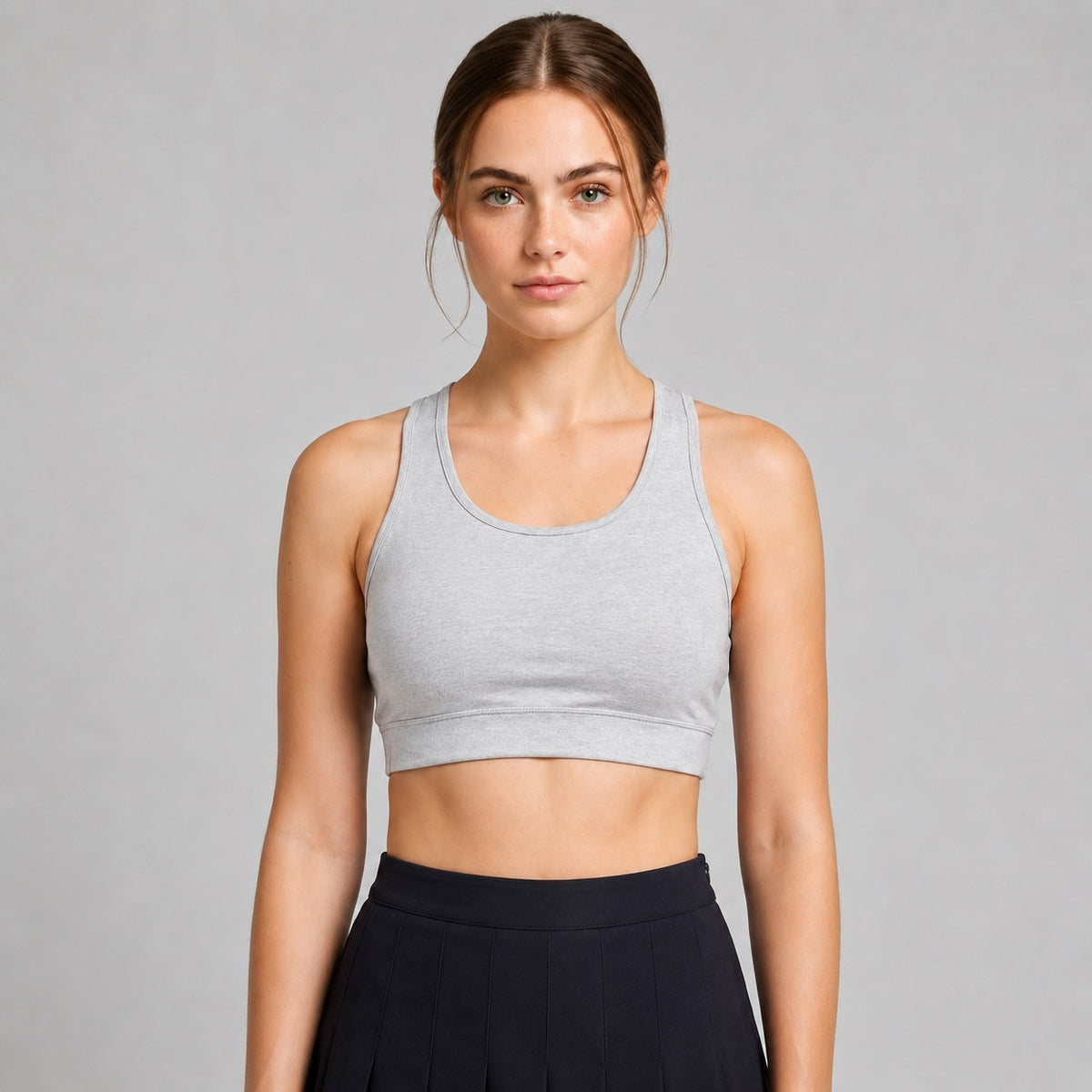 Grey Sports Bra Medium Support 4-Way Stretch Women