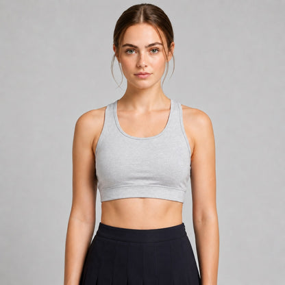 Grey Sports Bra Medium Support 4-Way Stretch Women