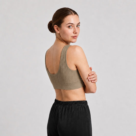 GVV Women's Front Button Bra - Khaki