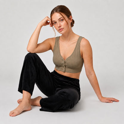 GVV Women's Front Button Bra - Khaki