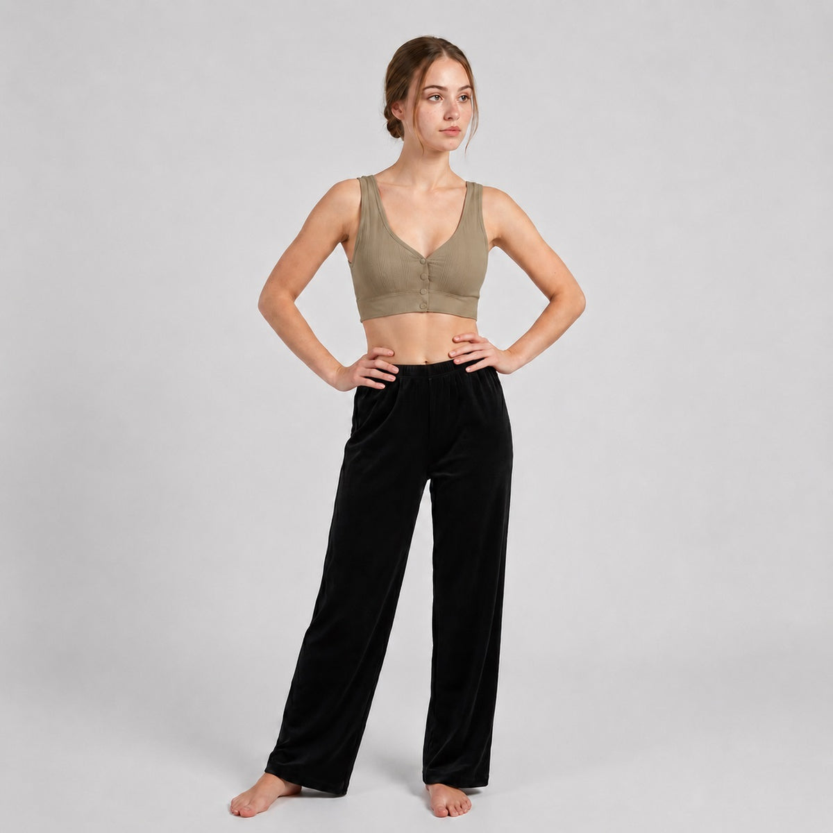GVV Women's Front Button Bra - Khaki