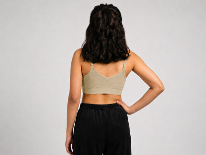 GVV Women's Strap Button Bra - Light Khaki