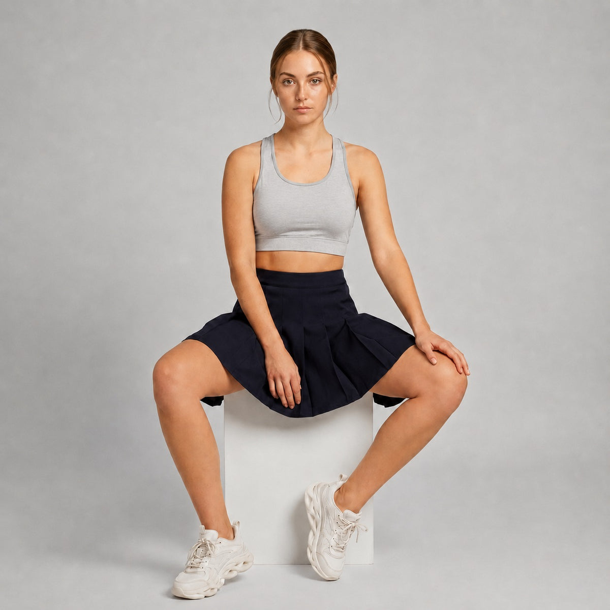 Light Grey Workout Bra Removable Pads Breathable