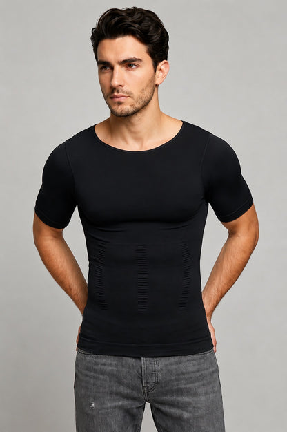 GVV Men's Slim-N-Lift Compression T-Shirt - Black
