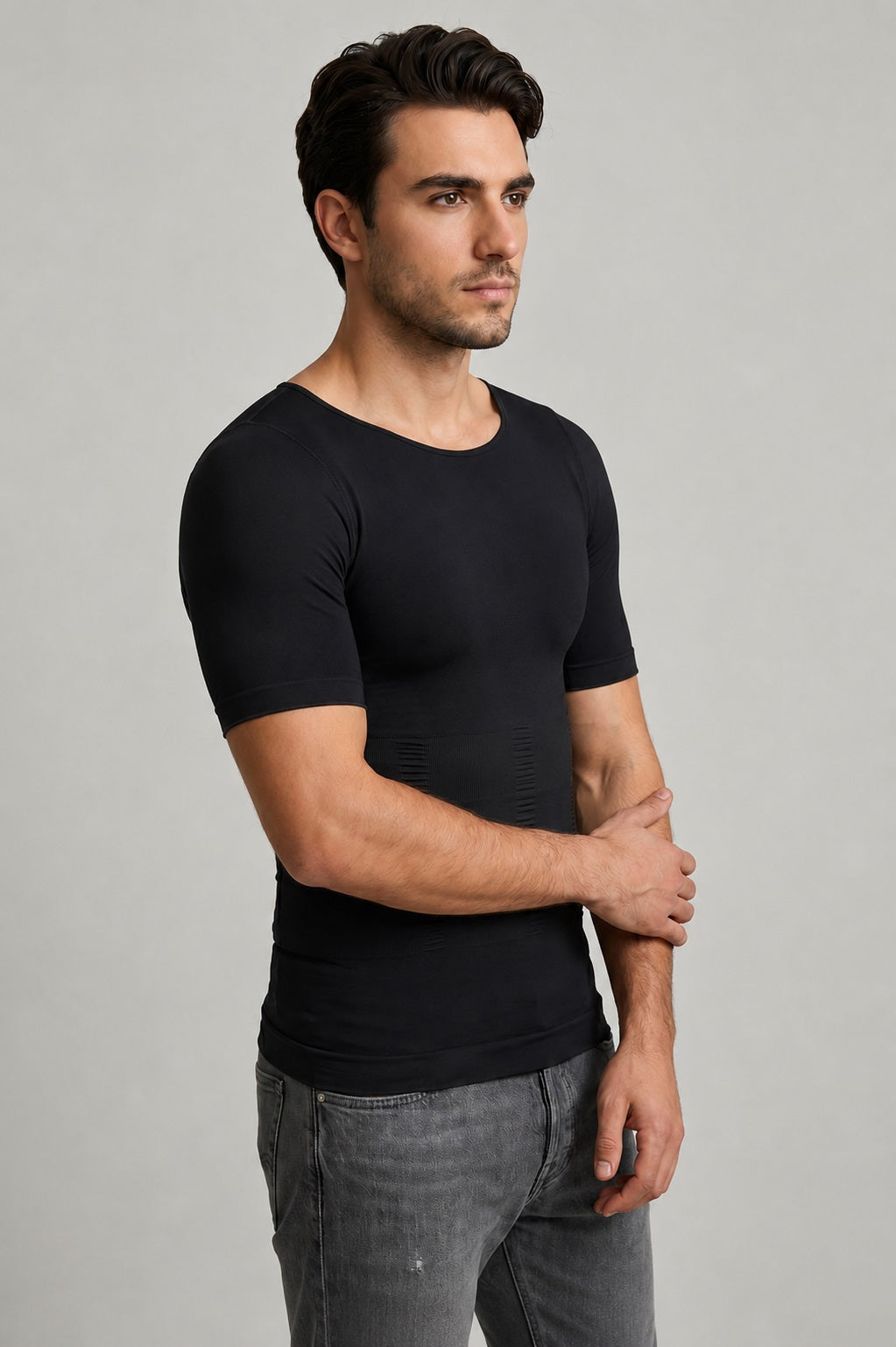 GVV Men's Slim-N-Lift Compression T-Shirt - Black