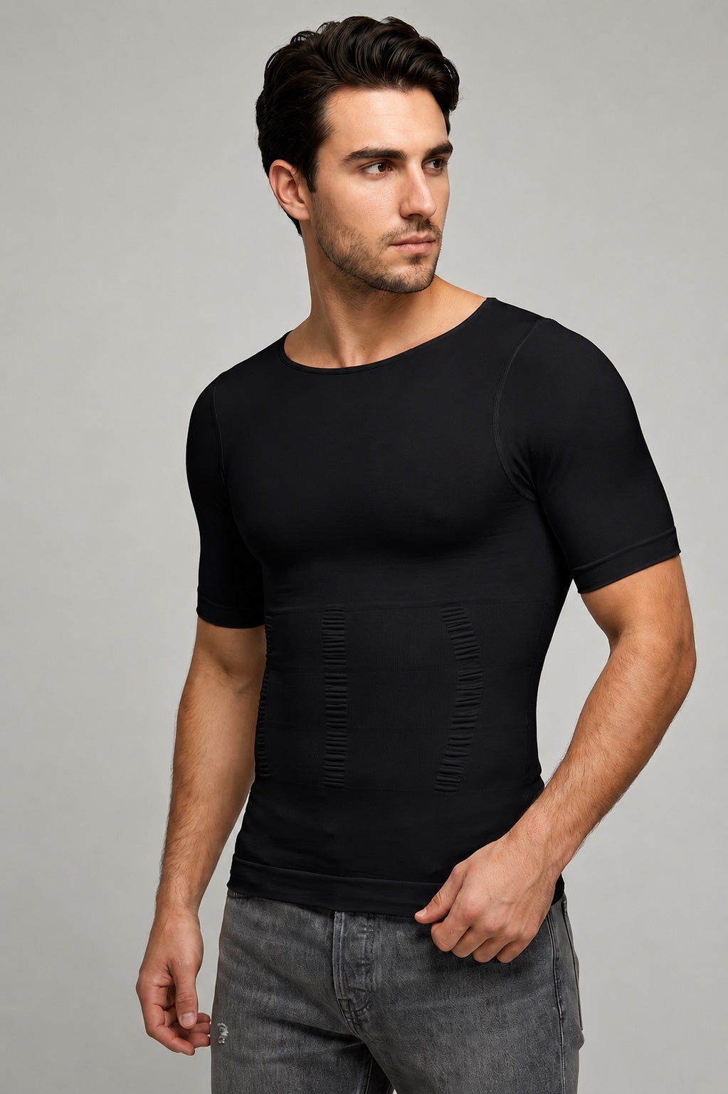 GVV Men's Slim-N-Lift Compression T-Shirt - Black