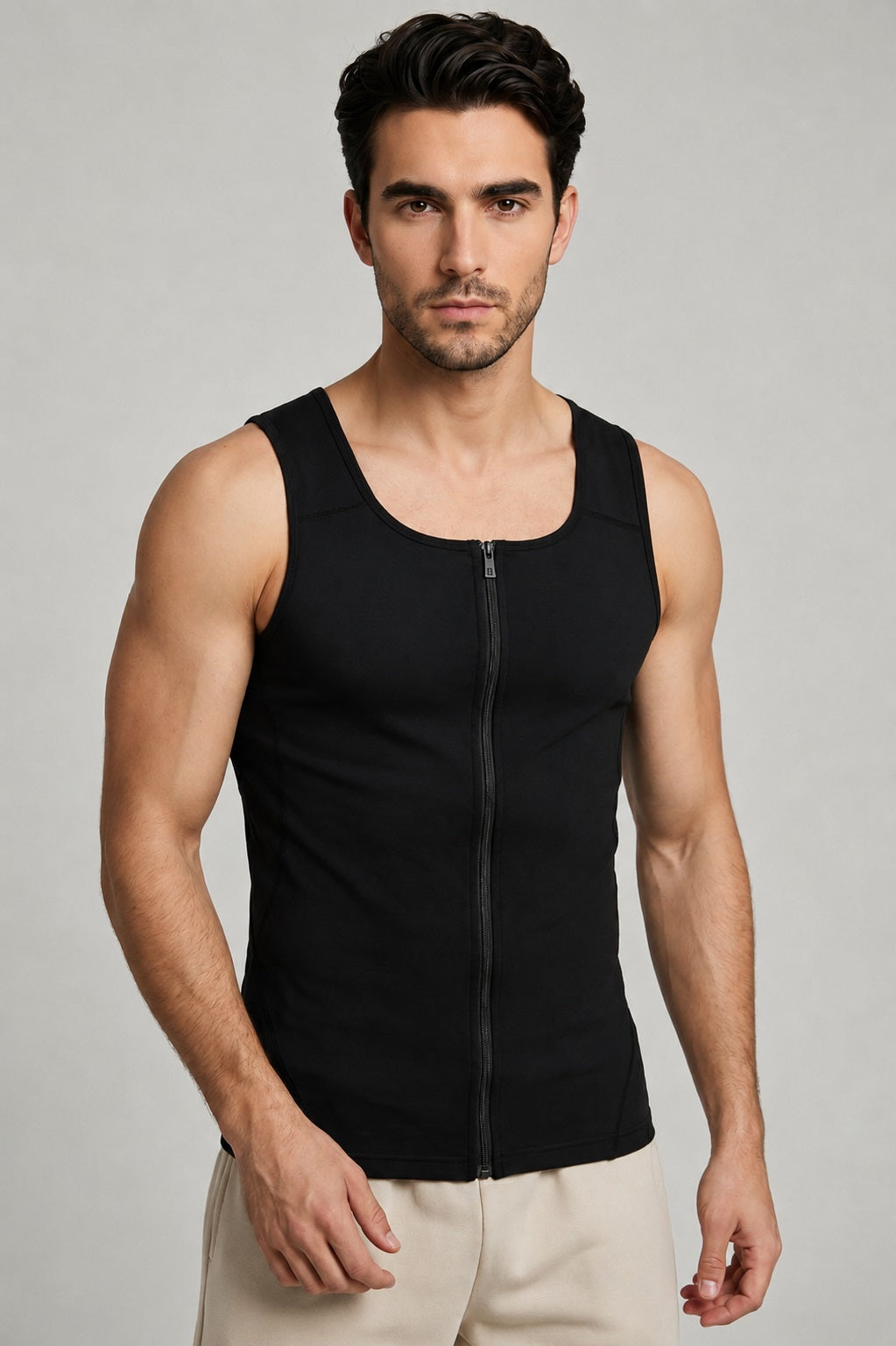 GVV Men's Front Zipper Sweat Shaper