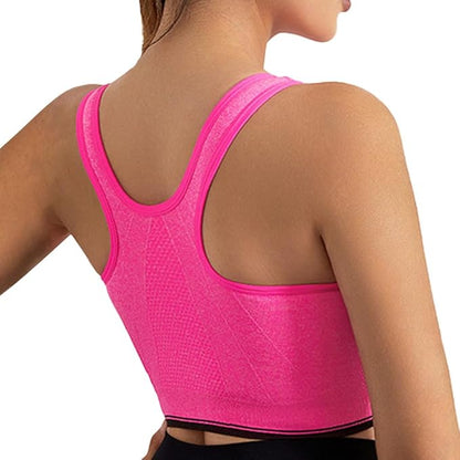GVV Magenta Women's Zip Front Closure Sports Bra Zipper Padded Racerback Workout Gym Yoga Bras