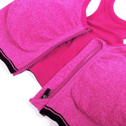GVV Magenta Women's Zip Front Closure Sports Bra Zipper Padded Racerback Workout Gym Yoga Bras