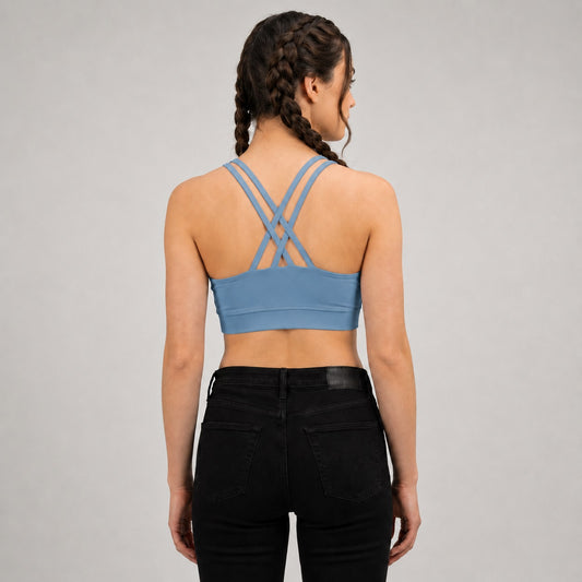 GVV Criss Cross Sports Bra - Misty Blue