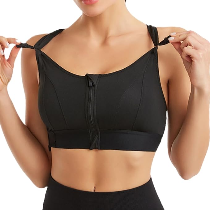 Padded Cross Back Bra Black Moisture Wicking