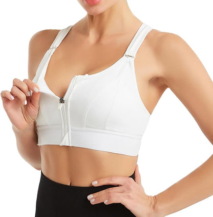 Padded Cross Back Bra White Moisture Wicking