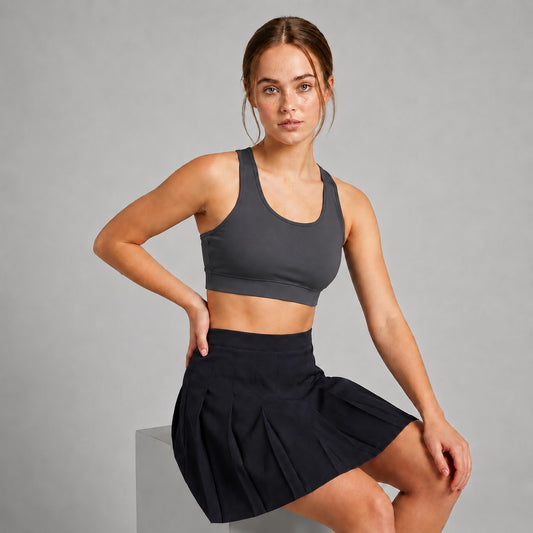 Padded Racerback Bra Charcoal Grey Moisture Wicking