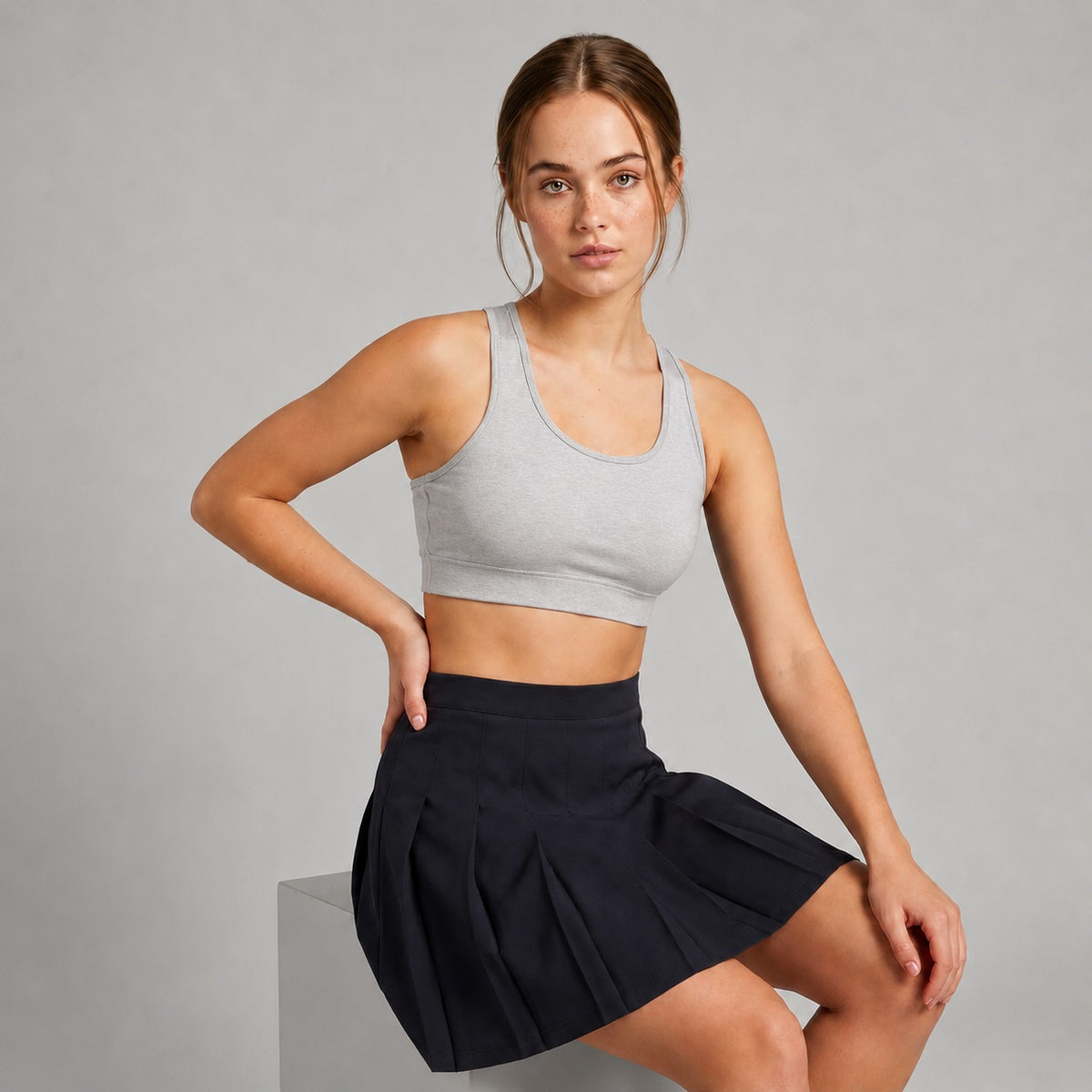 Padded Racerback Bra Light Grey Moisture Wicking