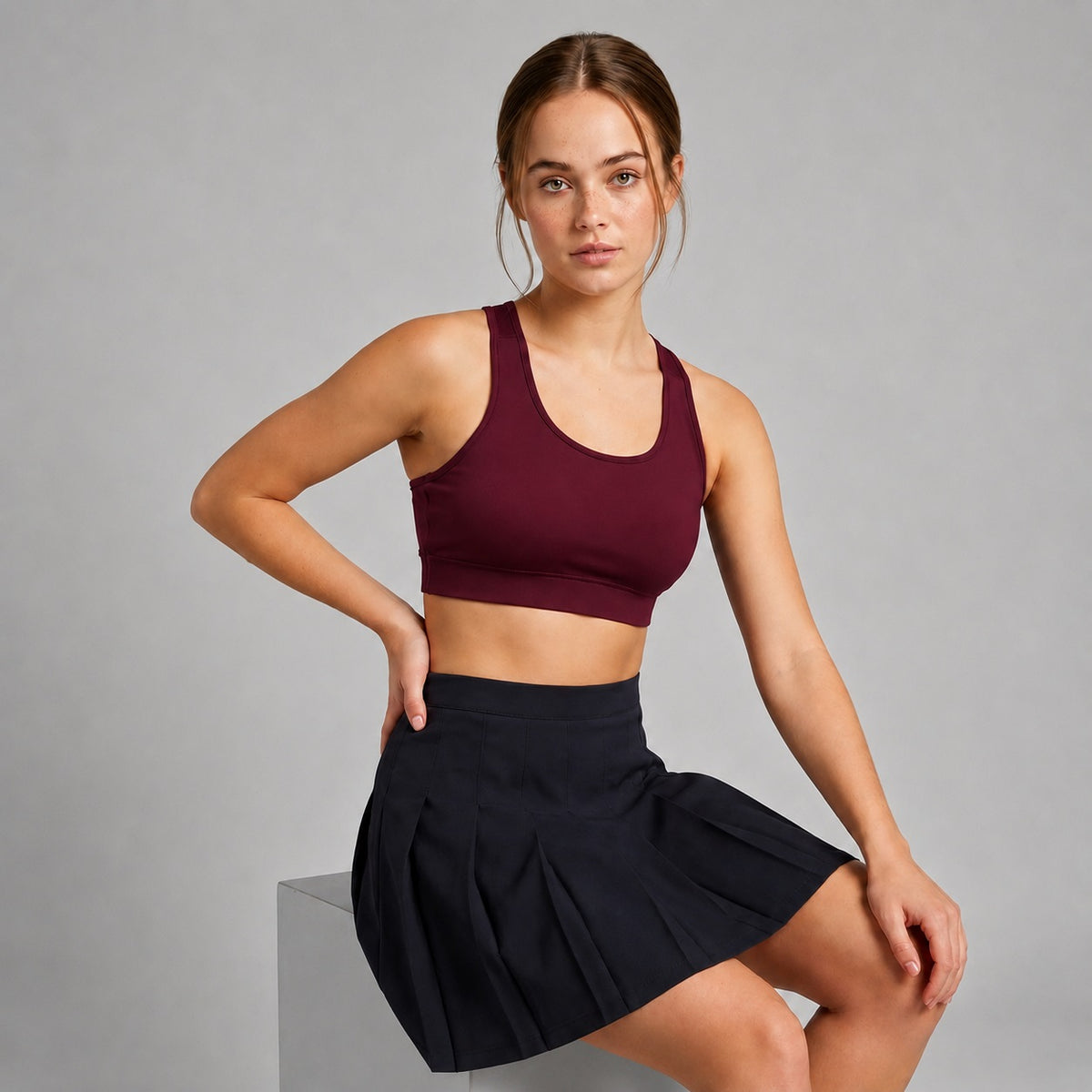 Padded Racerback Bra Wine Colour Moisture Wicking