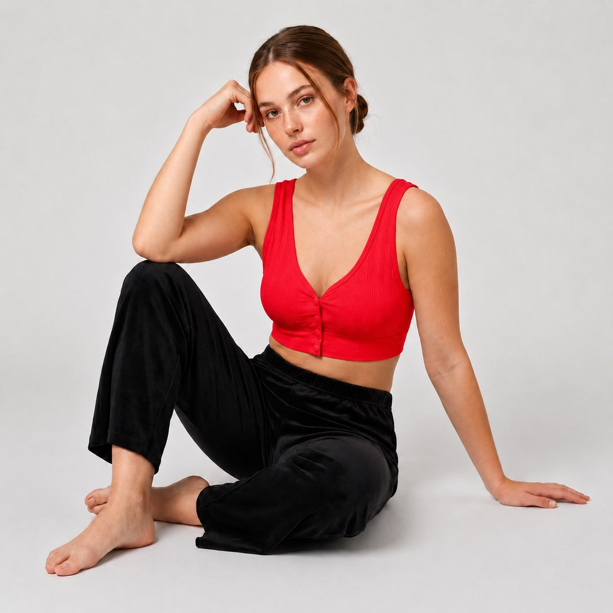 GVV Women's Front Button Bra - Bright Red