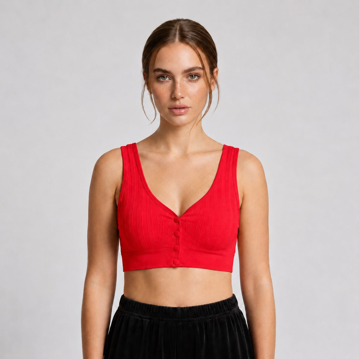 GVV Women's Front Button Bra - Bright Red