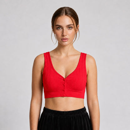GVV Women's Front Button Bra - Bright Red
