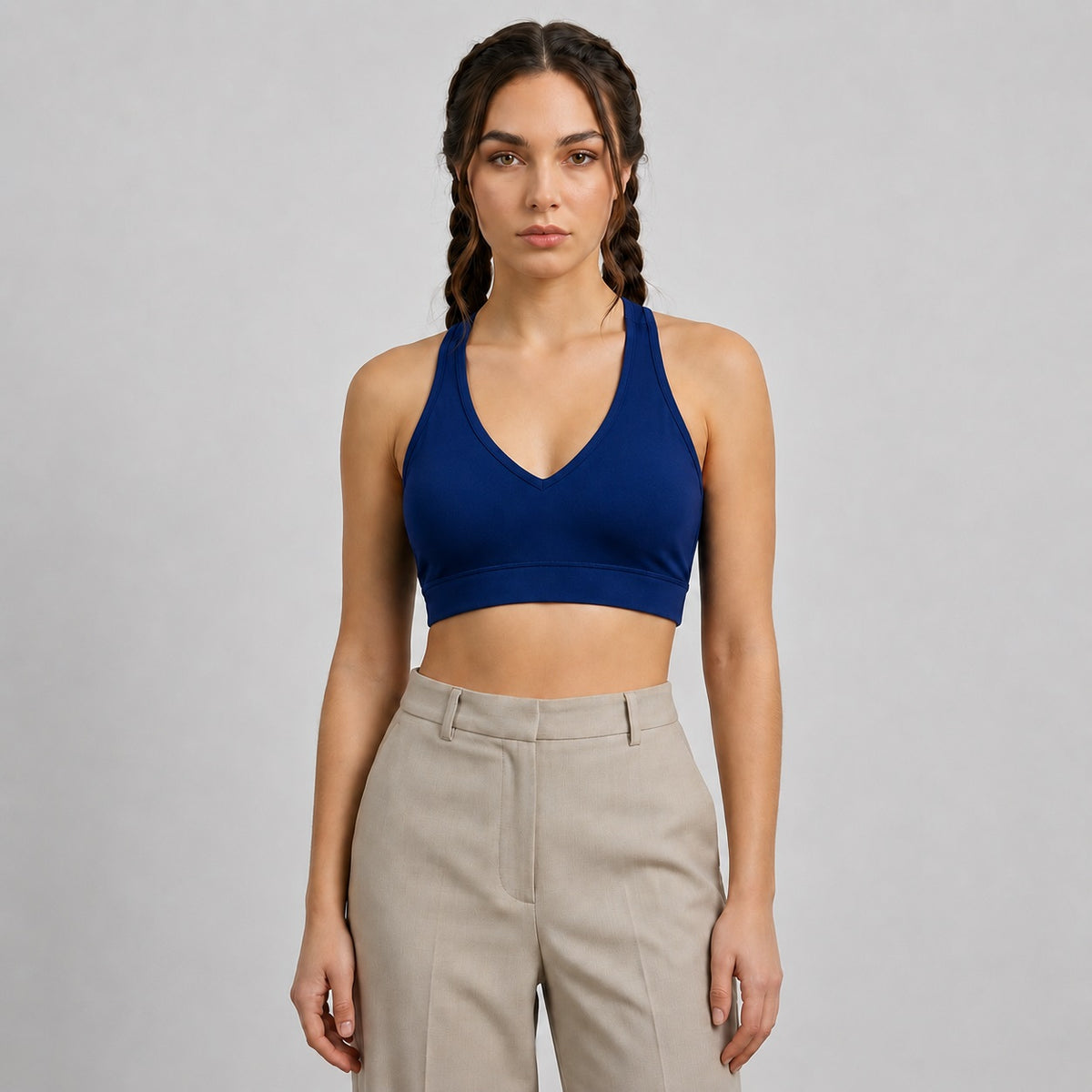 GVV Women's Deep V Neck Bra - Royal Blue