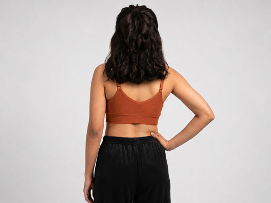 GVV Women's Strap Button Bra - Rust Brown