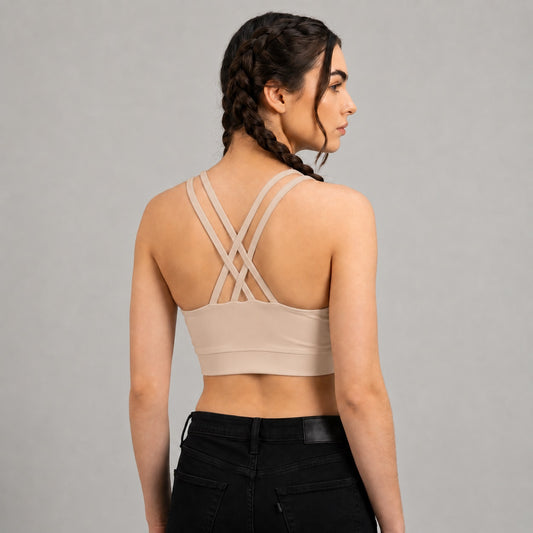 GVV Criss Cross Sports Bra - Soft Nude
