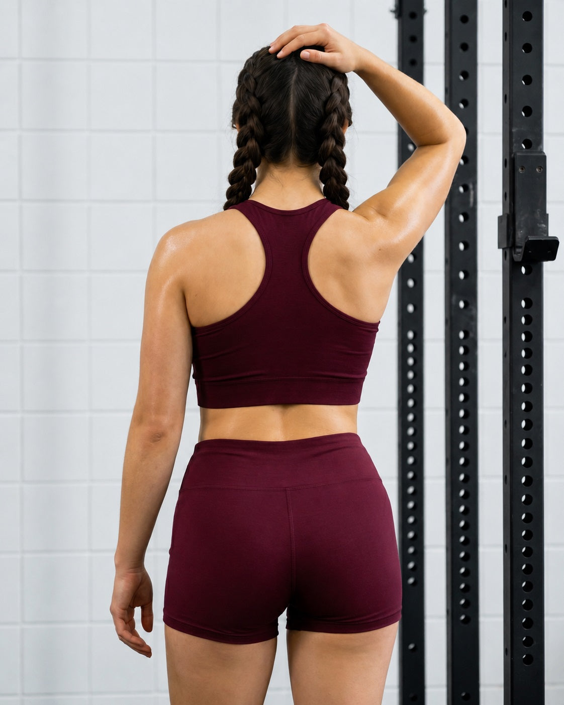 GVV Women's Yoga Shorts & Sports Bra Combo - Wine