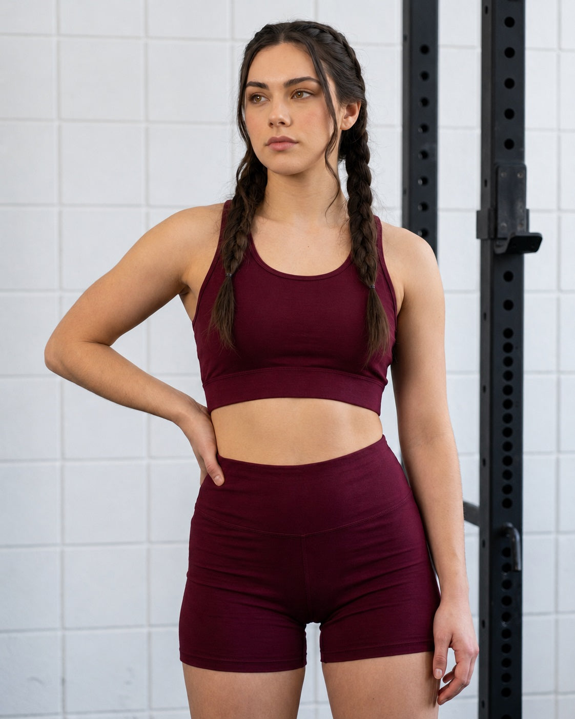 GVV Women's Yoga Shorts & Sports Bra Combo - Wine