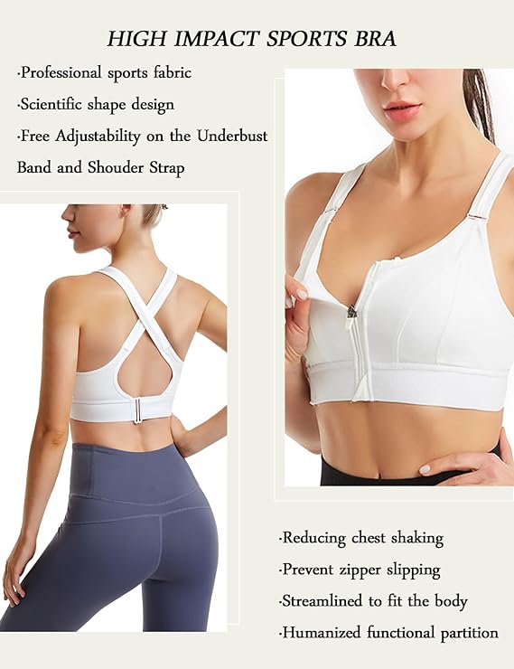 White Activewear Bra Cross Back Breathable Fabric