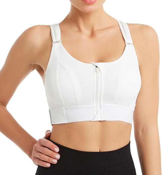 White Cross Back Sports Bra Women Padded Wire-Free