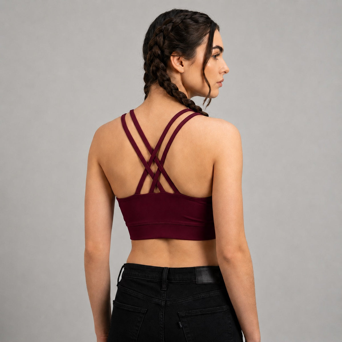 GVV Criss Cross Sports Bra - Wine Berry