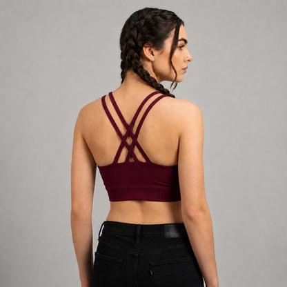 GVV Criss Cross Sports Bra - Wine Berry