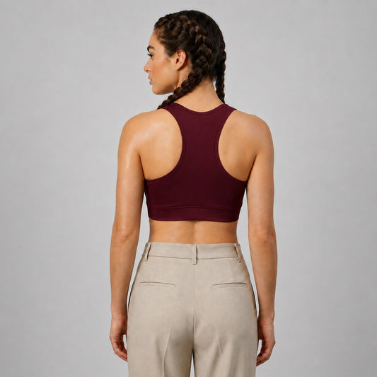 GVV Women's Deep V Neck Bra - Wine Burgundy