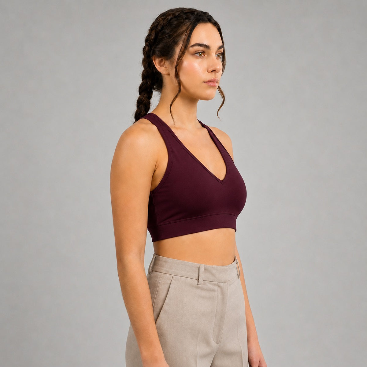 GVV Women's Deep V Neck Bra - Wine Burgundy