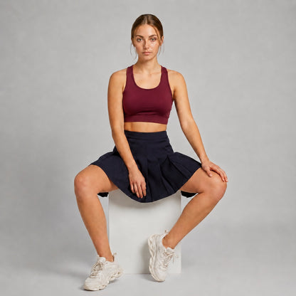 Wine Workout Bra Removable Pads Breathable Fabric