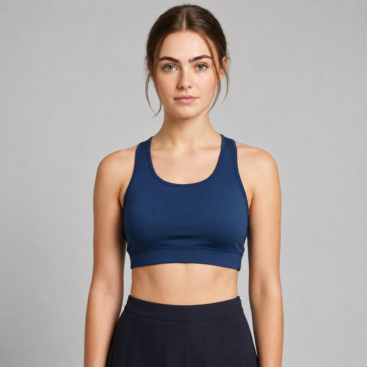Women's Navy Sports Bra - 4-Way Stretch Breathable Fabric