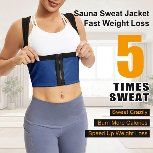 GVV Women's Front Zipper Sweat Shaper Vest