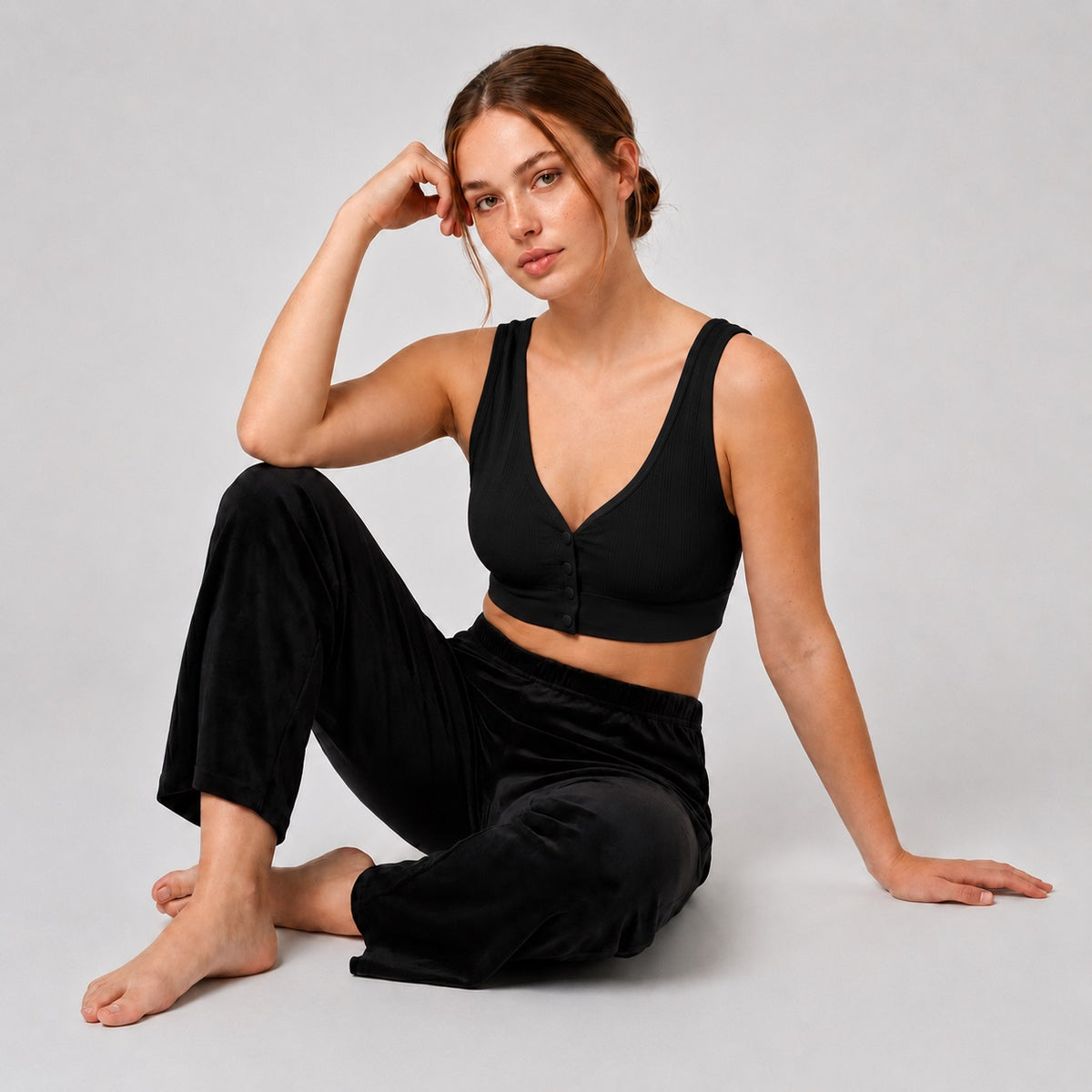 GVV Women's Front Button Bra - Black