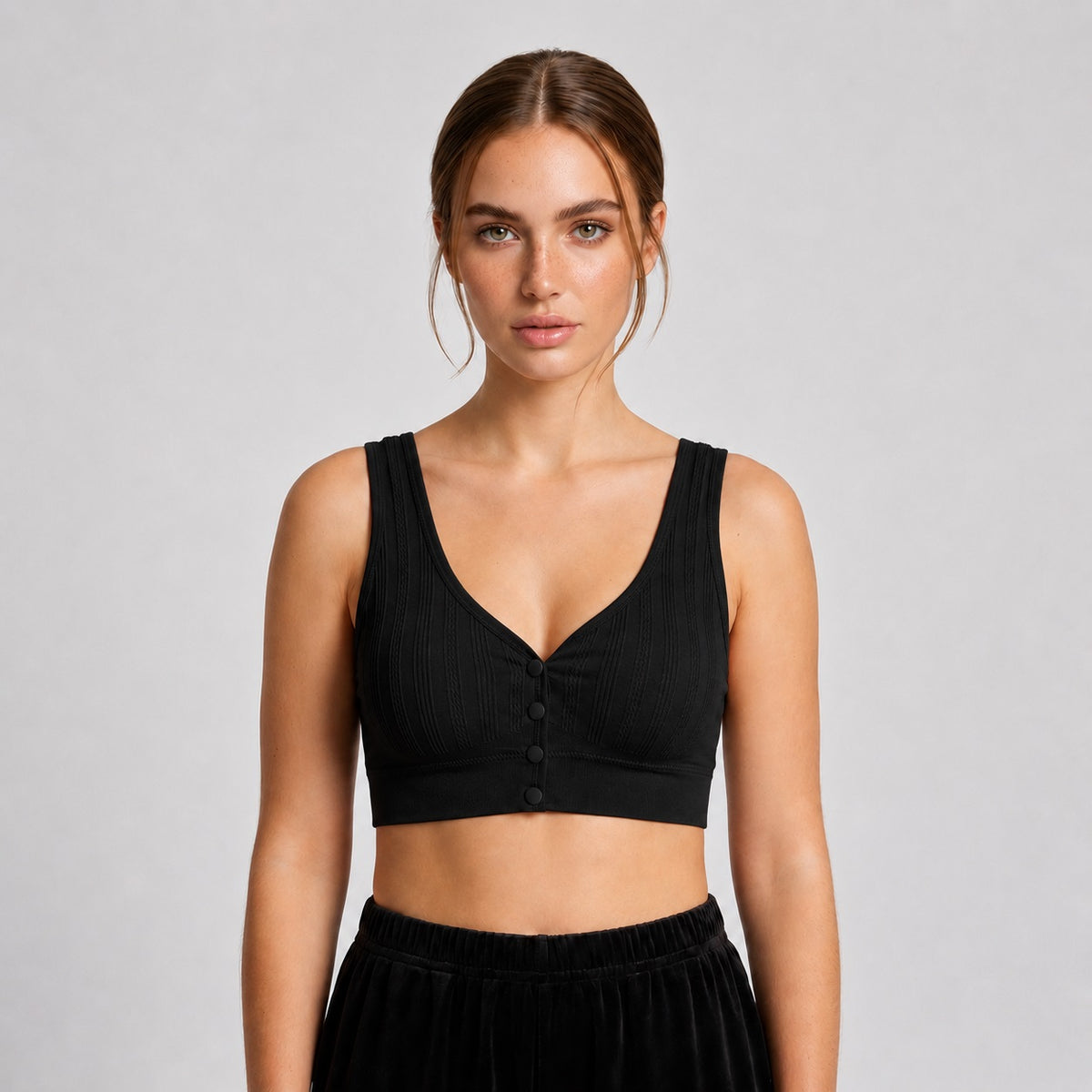 GVV Women's Front Button Bra - Black