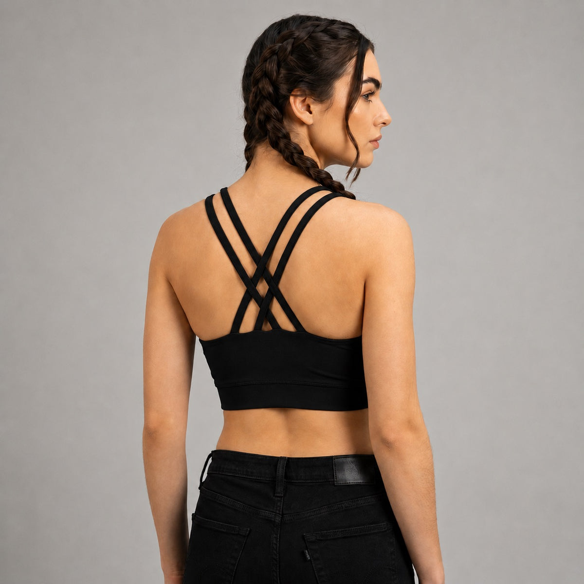 GVV Criss Cross Sports Bra - Black