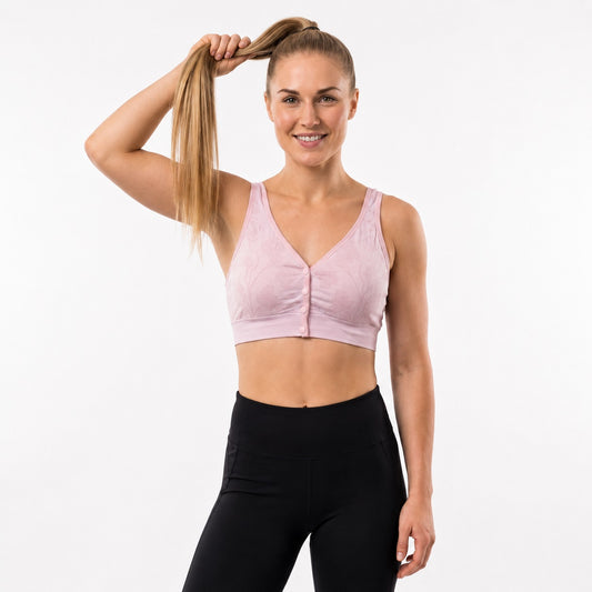 GVV Women's Front Closure Padded Button Bra Blush Pink