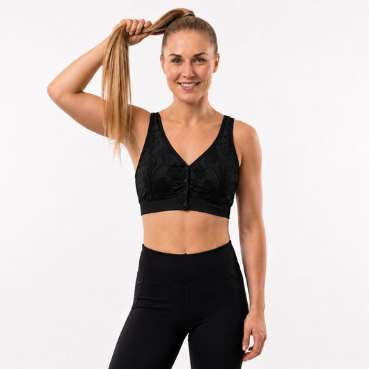 GVV Women's Front Open Padded Button Bra Black